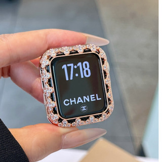 Ốp lưng zircon cỏ bốn lá cho Apple Watch Series 10 / 9 / 8 / 7 / 6 / 5 / 4 40 / 41 / 44 / 45 / 46 / S10 (42) mm
