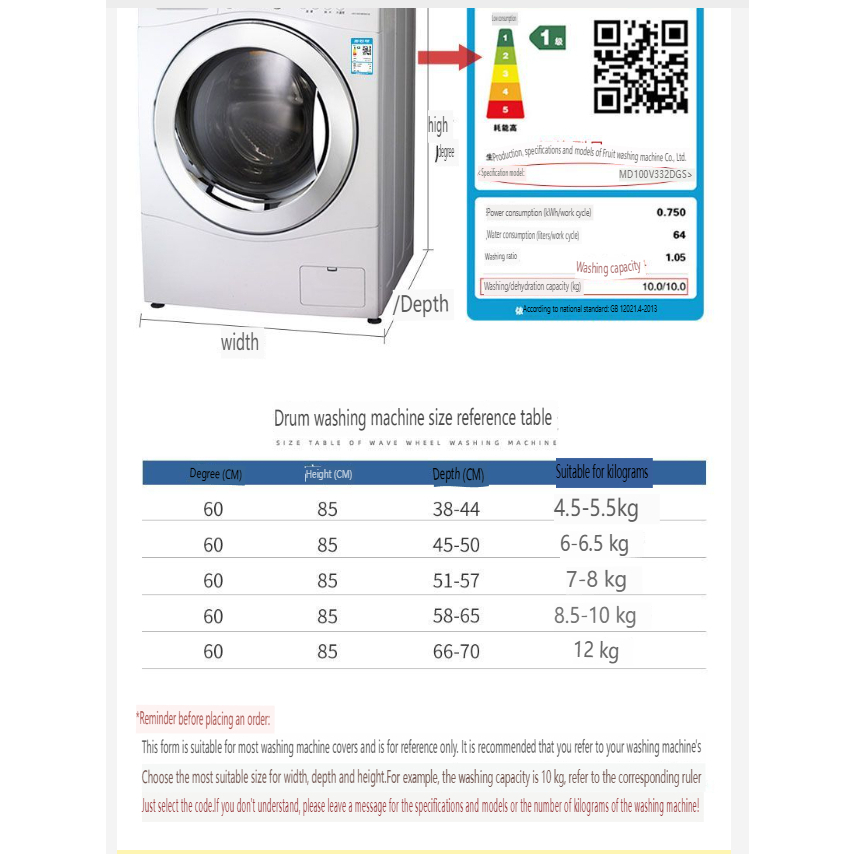 SANCENGQCBY Phi Hành Gia Trống Máy Giặt Bao 6-7-8-910kg Chống Thấm Nước Chống Nắng Đa Năng Tự Động Tủ Lạnh Bụi