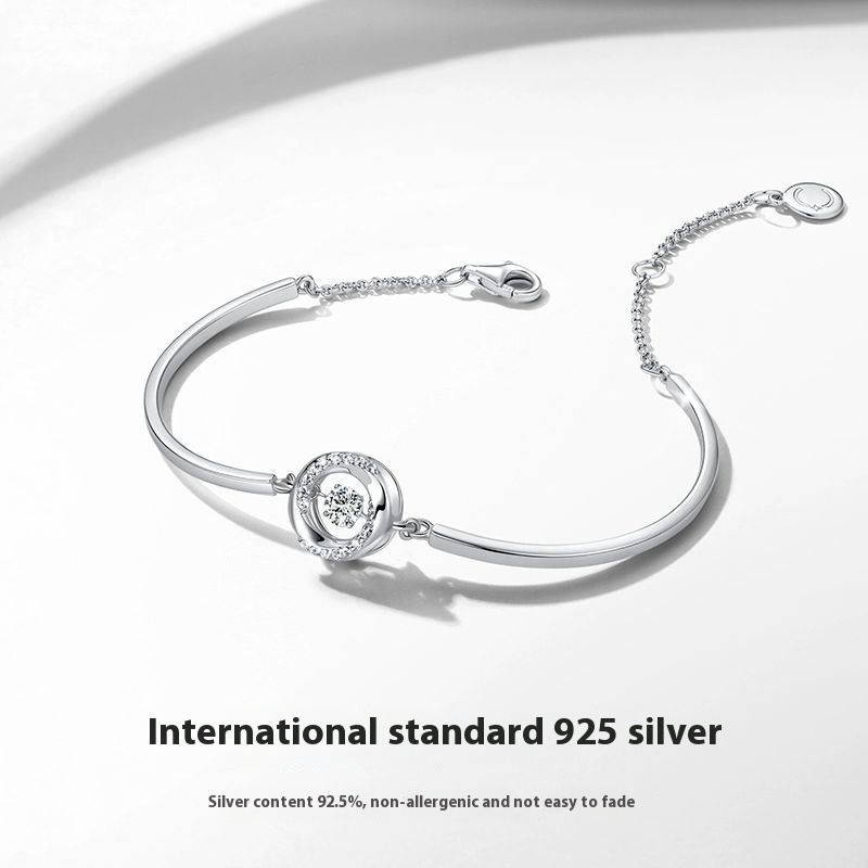 FanciMe 3 giây Tình Yêu Sterling Bạc Lắc Tay Vòng Tay Thanh Lịch Quà Tặng Sinh Nhật Dây Xích Tay