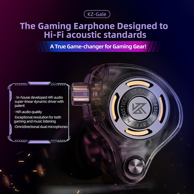  KZ Gale Tai Nghe Có Dây In-Ear HiFi Với 2 Mic, Động Siêu Tuyến Tính, Thiết Kế Công Thái Học, Tai Nghe Giám Sát Âm Nhạc, Tai Nghe Gaming Tùy Chỉnh | BigBuy360 - bigbuy360.vn
