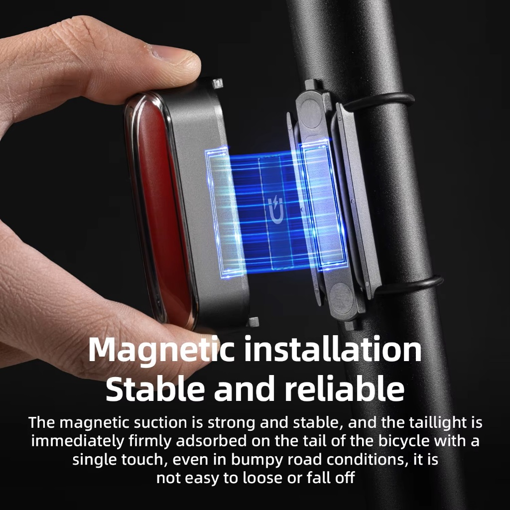 Đèn hậu xe đạp ROCKBROS Magnetic IPX6, chống nước, 7 chế độ chiếu sáng, cảm biến phanh thông minh