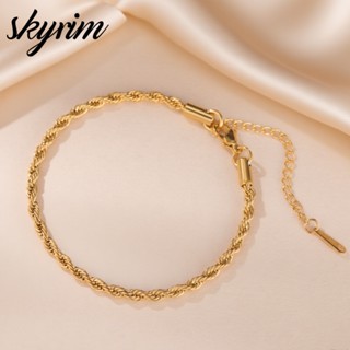 SKYRIM Thép Không Gỉ Vàng Xoắn Vòng Tay Cho Nam và Nữ - Chống Phai Màu Trang Sức Thời Trang