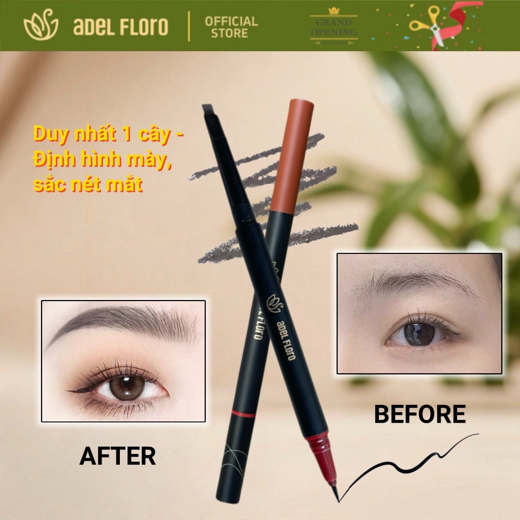 [TẶNG KÈM GIỚI HẠN] Bút Mày & Mắt 2 Đầu Adel 🌟 - Phong Cách Hàn, Nét Siêu Mảnh, Chống Nước/Trôi 24H