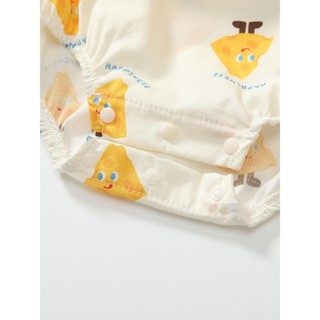 Sơ sinh bé trai bé gái áo liền quần tam giác hoạt hình dễ thương, cotton mềm mại, phù hợp 0-24 tháng