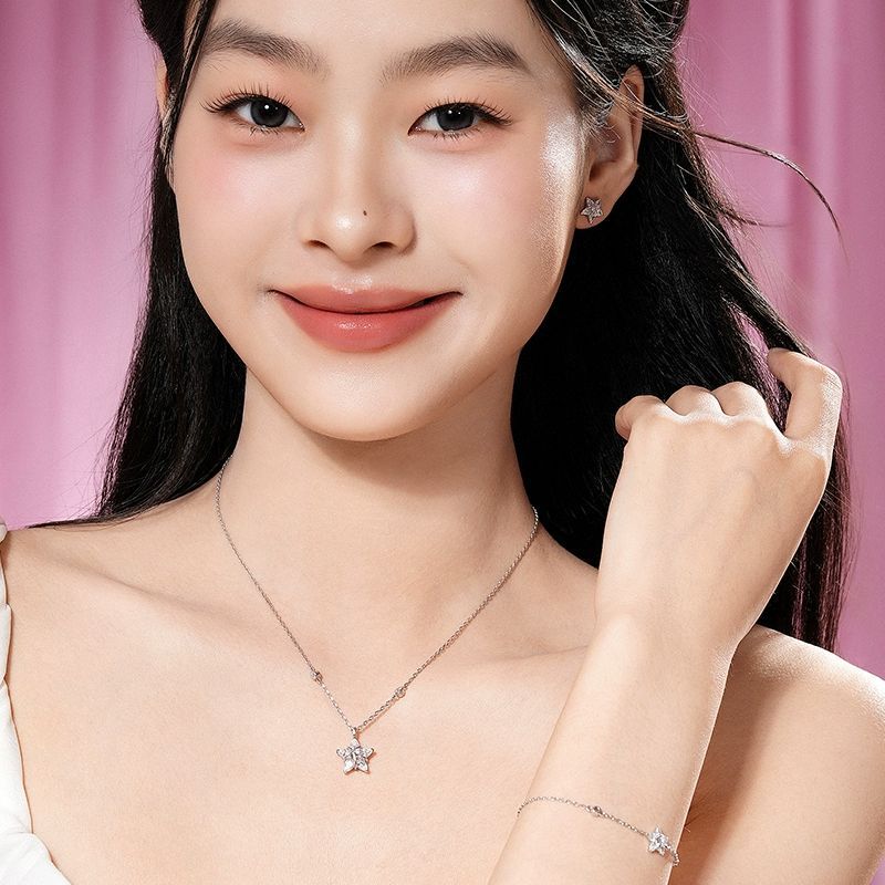 FANCIME "Ngôi Sao May Mắn" Vòng Cổ Bạc Vega Thiết Kế Thời Trang Người Bạn Sinh Nhật Quà Tặng Năm Mới Cho Nữ / Nam