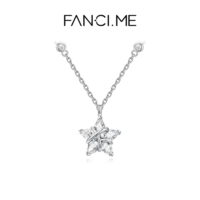 FANCIME "Ngôi Sao May Mắn" Vòng Cổ Bạc Vega Thiết Kế Thời Trang Người Bạn Sinh Nhật Quà Tặng Năm Mới Cho Nữ / Nam