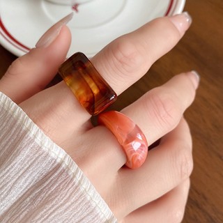 Bộ 5 Nhẫn Acrylic Nữ Phong Cách Retro