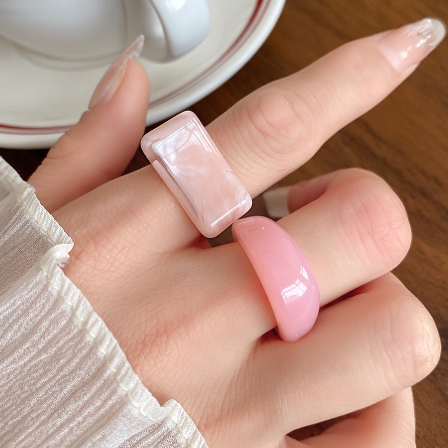 Nhẫn hình học nhuộm không đều acrylic, phù hợp thời trang và cổ điển, trang sức cao cấp