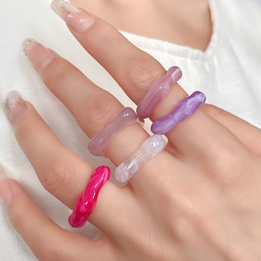 Đồng Hồ Nhẫn Acrylic Họa Tiết Hình Học - Trang Sức Thời Trang