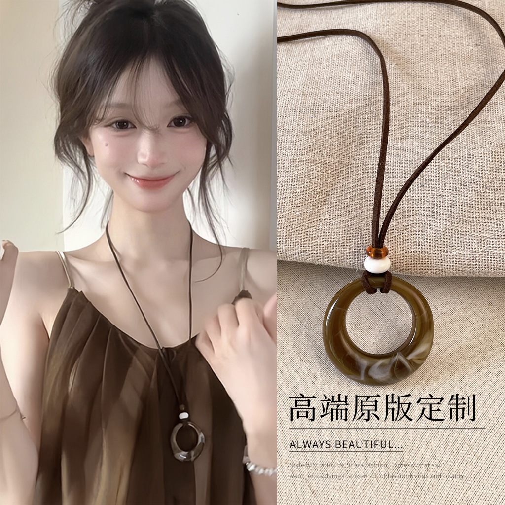 [Jewbeauty] Vòng cổ tròn bằng nhựa hạt gỗ cổ điển, thiết kế xương đòn thời trang và đơn giản, phụ kiện thích hợp bán buôn