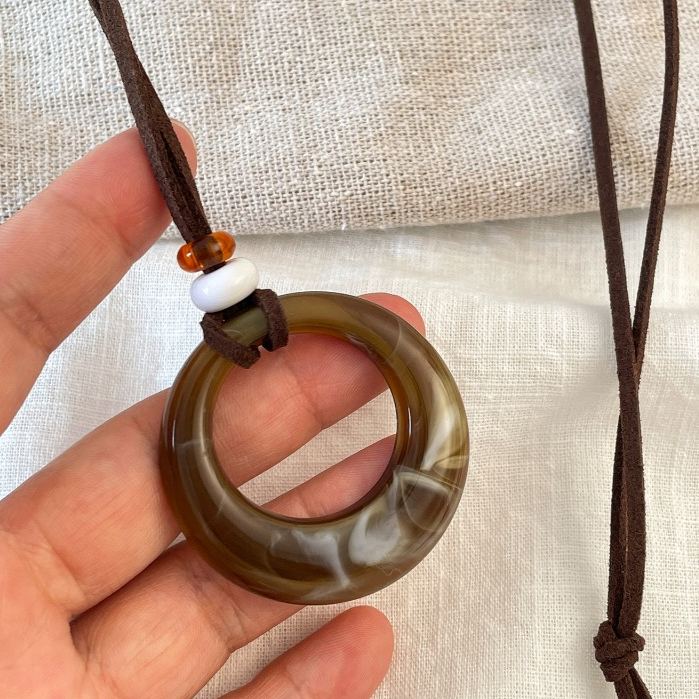 [Jewbeauty] Vòng cổ tròn bằng nhựa hạt gỗ cổ điển, thiết kế xương đòn thời trang và đơn giản, phụ kiện thích hợp bán buôn