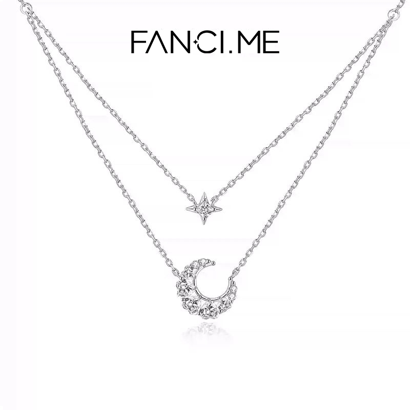 FANCIME Sterling Silver Star Moon Vòng cổ hai lớp Quà tặng cao cấp cho bạn gái sinh nhật