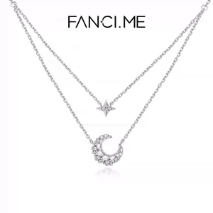 FANCIME Sterling Silver Star Moon Vòng cổ hai lớp Quà tặng cao cấp cho bạn gái sinh nhật