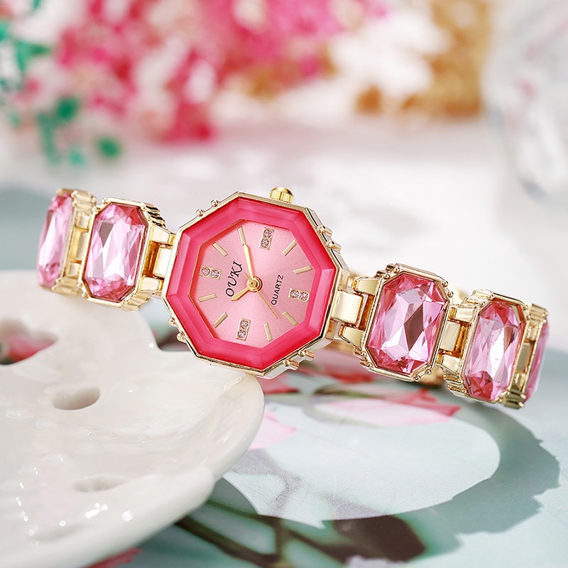 Đồng hồ nữ Đồng hồ đeo tay hình bát giác Đồng hồ đeo tay thời trang nữ Đồng hồ nữ Bộ kim cương Đồng hồ thạch anh
