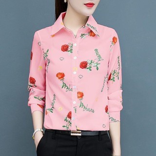 Áo sơ mi dài tay Lily in màu hoa phong cách mới Áo sơ mi trắng mỏng Áo sơ mi nữ