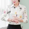 Hoa Của Tôi Bướm Mới Áo Sơ Mi Trắng Nữ Tay Dài Slim Bướm Áo Sơ Mi In Hình Hoa