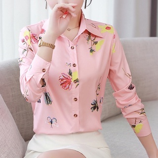 Áo Sơ Mi Nụ Hoa Hồng Nữ Tay Dài Hoa Mùa Xuân Đỏ Áo Sơ Mi Retro Voan Áo Sơ Mi Hoa Hồng In Hình
