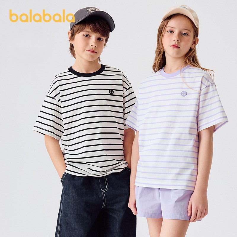 Balabala Bé Gái Áo Thun Cotton Nửa Tay Hoạt Hình Top Mùa Hè Phong Cách Mới Đáng Yêu Ngọt Ngào Thoáng Khí Thoải Mái Mềm Mại Hàng Ngày Mặc Đi Học Ngoài Trời Chơi Áo Sơ Mi Trẻ Em Thời Trang
