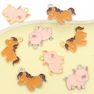 10 Chiếc Dễ Thương Pony / Lợn Hồng Nhỏ Giọt Dầu Hợp Kim Quyến Rũ Vòng Cổ Thời Trang Vòng Tay Bông Tai Móc Khóa Bụi Cắm DIY Hoạt Hình Ngựa & Mũm mĩm Hog Mặt Dây - Thích Hợp Cho Bé Trai Và Bé Gái Quà Tặng