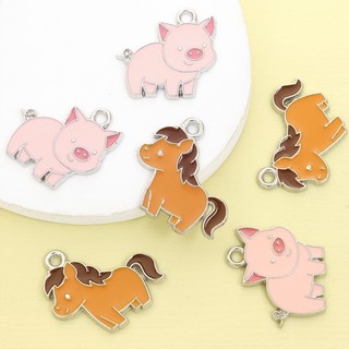 10 Chiếc Dễ Thương Pony / Lợn Hồng Nhỏ Giọt Dầu Hợp Kim Quyến Rũ Vòng Cổ Thời Trang Vòng Tay Bông Tai Móc Khóa Bụi Cắm DIY Hoạt Hình Ngựa & Mũm mĩm Hog Mặt Dây - Thích Hợp Cho Bé Trai Và Bé Gái Quà Tặng
