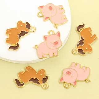 10 Chiếc Dễ Thương Pony / Lợn Hồng Nhỏ Giọt Dầu Hợp Kim Quyến Rũ Vòng Cổ Thời Trang Vòng Tay Bông Tai Móc Khóa Bụi Cắm DIY Hoạt Hình Ngựa & Mũm mĩm Hog Mặt Dây - Thích Hợp Cho Bé Trai Và Bé Gái Quà Tặng