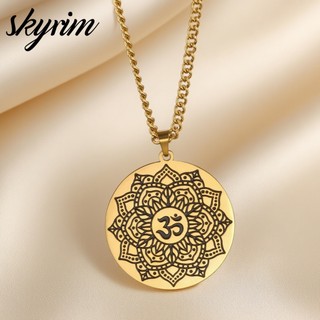 SKYRIM Petal Om Biểu Tượng Dây Chuyền Vòng Cổ Rắn Xương Chuỗi Yoga Thiết Kế Trang Sức Cho Phụ Nữ Nam Giới