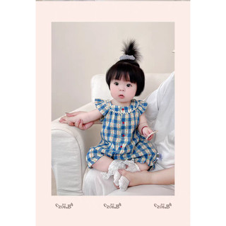 Sơ Sinh Bé Gái Mùa Hè Cotton Dễ Thương Rompers Lưới Hoa In Hình Quần Áo Tay Ngắn Cho Bé Retro Áo liền quần (0-24 Tháng)