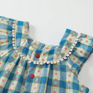 Sơ Sinh Bé Gái Mùa Hè Cotton Dễ Thương Rompers Lưới Hoa In Hình Quần Áo Tay Ngắn Cho Bé Retro Áo liền quần (0-24 Tháng)