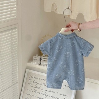 Bé trai sơ sinh Cotton Búp bê gấu dễ thương Áo liền quần một mảnh Quần áo mềm mại và thoải mái (0-24 tháng)