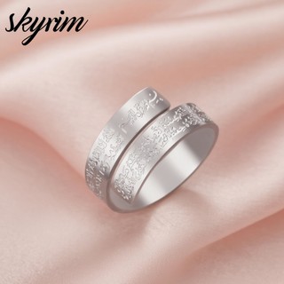 SKYRIM Nhẫn Inox Rune Mở Nhẫn Nữ Có Thể Điều Chỉnh Trang Sức Thời Trang