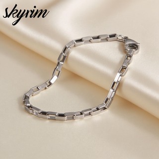 Vòng tay chuỗi vuông vàng bằng thép không gỉ SKYRIM dành cho nam nữ Trang sức phong cách đơn giản