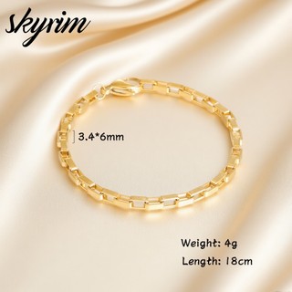 Vòng tay chuỗi vuông vàng bằng thép không gỉ SKYRIM dành cho nam nữ Trang sức phong cách đơn giản