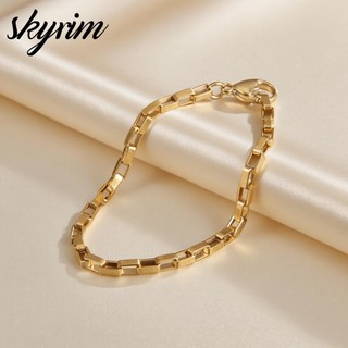 Vòng tay chuỗi vuông vàng bằng thép không gỉ SKYRIM dành cho nam nữ Trang sức phong cách đơn giản