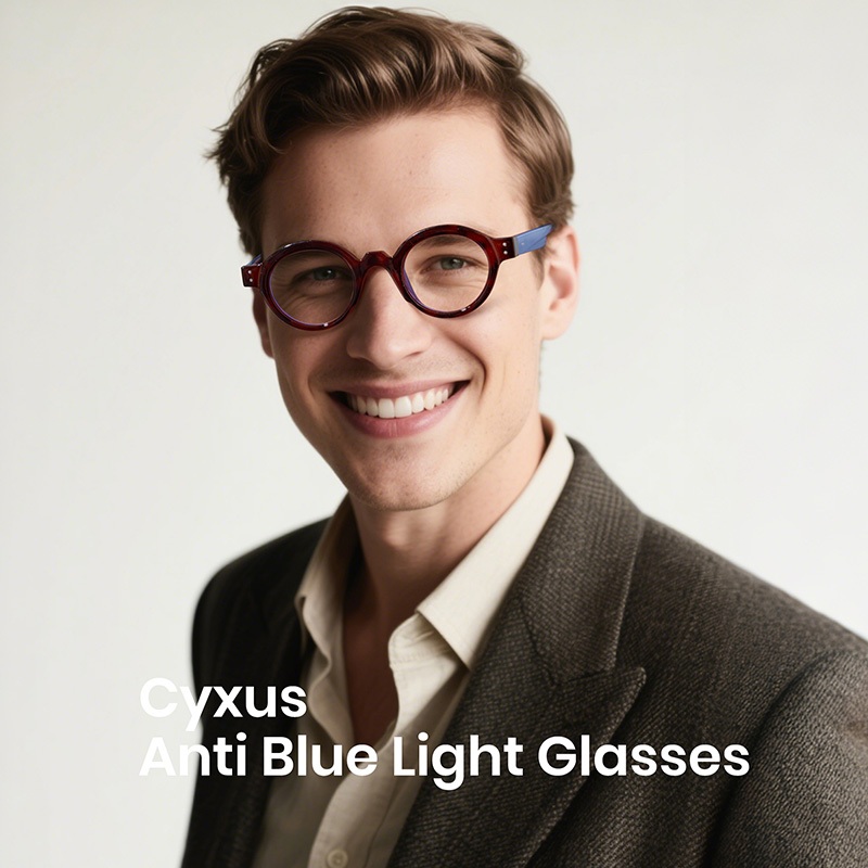 Cyxus Kính Cận Tròn Chống Ánh Sáng Xanh Nam Gọng Tròn Phong Cách Nhật Bản Bảo Vệ Mắt Khỏi Bức Xạ Máy Tính 8271