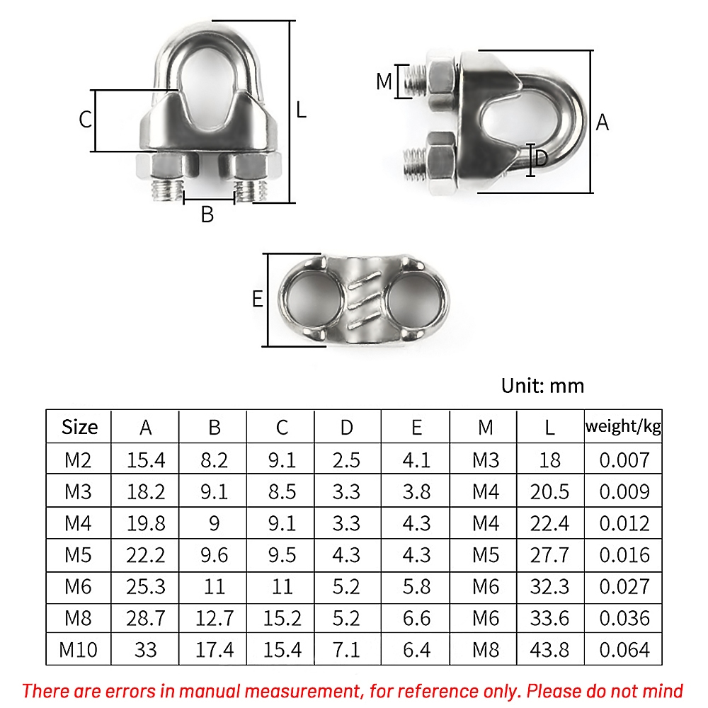 Kẹp dây thép không gỉ M2-M8 304 cố định có thể điều chỉnh để kẹp dây hoặc dây