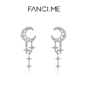 FanciMe Sterling Bạc Ngôi Sao Mặt Trăng Bông Tai Bông Tai Thanh Lịch Món Quà Hoàn Hảo