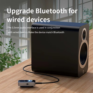 Bộ thu âm thanh Bluetooth 5.4 4 trong 1 3.5MM Thẻ AUX TF Âm nhạc nổi Màn hình LED Bộ chuyển đổi không dây có Mic cho TV ô tô