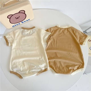 Áo liền quần bé trai sơ sinh mùa hè Phim hoạt hình dễ thương Gấu dáng rộng vừa vặn áo liền quần mềm mại và thoải mái (0-24 tháng)