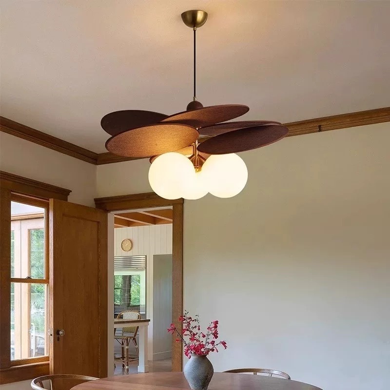 Đèn chùm trần phòng ăn cổ điển Nhật Bản, Mặt dây chuyền mây Led Pháp Lam, Cầu thang phòng trà Nghiên cứu Đèn thả trang trí