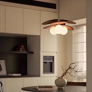 AIMI Sắt Rèn Mây Dệt Trần Đèn Thủy Tinh Lampshade Bàn Ăn Đèn Chùm Phòng Khách Nhà Bếp Thanh Trang Trí Đèn Treo