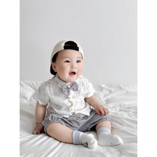Mùa Hè Bé Trai Hoạt Hình Dễ Thương Họa Tiết Động Vật Nhỏ Lỏng Lẻo Phù Hợp Với Bộ Quần Áo Cotton Mềm Mại Và Thoải Mái (9-36 Tháng)