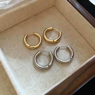 Châu Âu và Mỹ tròn bóng khóa tai retro thời trang bông tai nữ cá tính đa năng