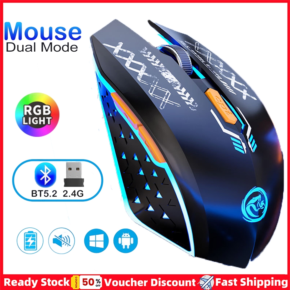 Chuột Không Dây Mới RGB Chuột Chơi Game Đèn Nền Chế Độ Kép Bluetooth 5.4 Chuột 2.4G Sạc Im Lặng Chuột 1600 DPI Chuột Cho PC Laptop