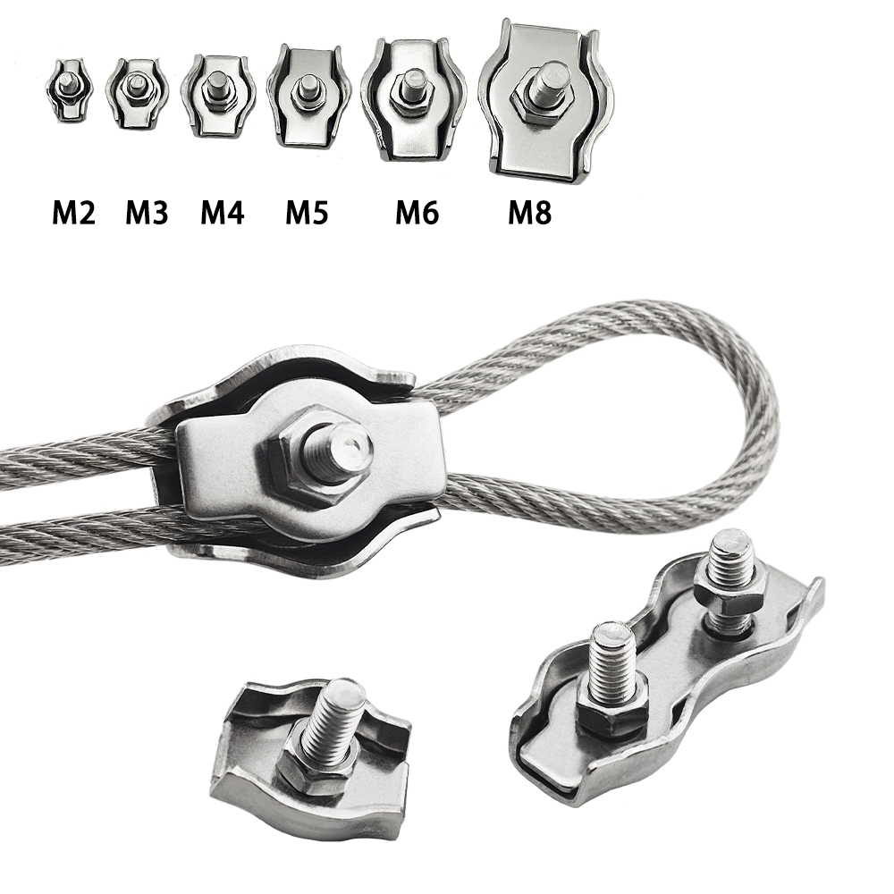 Kẹp dây, kẹp đơn, kẹp đôi, kẹp cáp thép không gỉ 304, kẹp dây M2-M8
