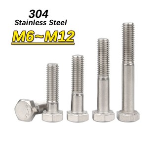 M6 M8 M10 M12 Một Phần Chủ Đề Bên Ngoài Đầu Lục Giác Vít Thép Không Gỉ 304 Nửa Chủ Đề Đầu Lục Giác Bu Lông
