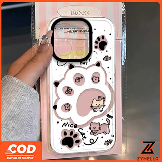 Ốp Lưng Cho OPPO Reno 15F Reno 14F Reno 14 Pro Reno 13F Reno12 F Reno 11F Reno 10 Reno 8Z Reno 7Z Reno 8T Reno5 Reno4 Reno6z Phim Hoạt Hình Mèo Trắng Dễ Thương Chân Mèo Chống Sốc Điện Thoại Cass