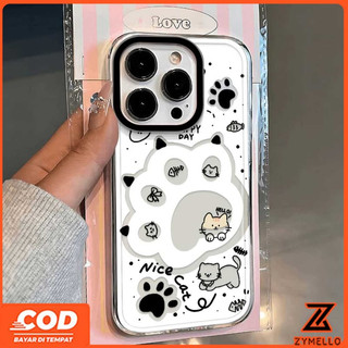 Ốp Lưng Cho OPPO Reno 15F Reno 14F Reno 14 Pro Reno 13F Reno12 F Reno 11F Reno 10 Reno 8Z Reno 7Z Reno 8T Reno5 Reno4 Reno6z Phim Hoạt Hình Mèo Trắng Dễ Thương Chân Mèo Chống Sốc Điện Thoại Cass