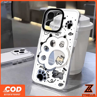Ốp Lưng Cho OPPO Reno 15F Reno 14F Reno 14 Pro Reno 13F Reno12 F Reno 11F Reno 10 Reno 8Z Reno 7Z Reno 8T Reno5 Reno4 Reno6z Phim Hoạt Hình Mèo Trắng Dễ Thương Chân Mèo Chống Sốc Điện Thoại Cass