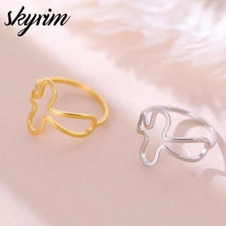 Skyrim Nhẫn Nữ Rỗng Thiết Kế Chữ Thập Titan Trang Sức Thép Không Gỉ