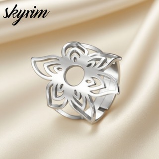 SKYRIM Thép Không Gỉ Mở Vòng Điều Chỉnh Thời Trang Thanh Lịch Cánh Hoa Thiết Kế Nữ Trang
